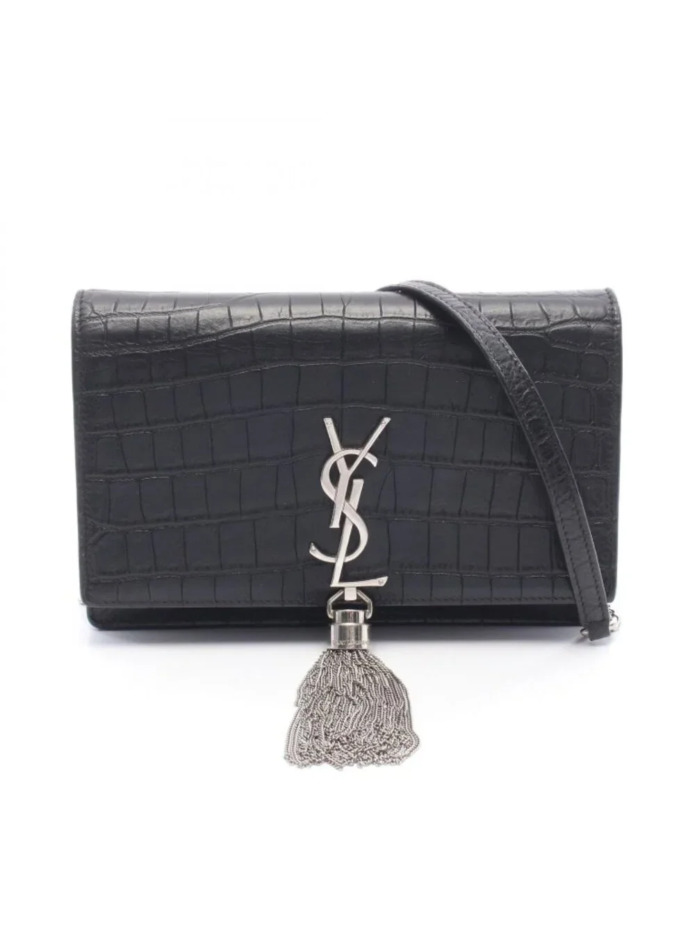 Saint Laurent Paris Shoulder Bag Kate Tassel Croco